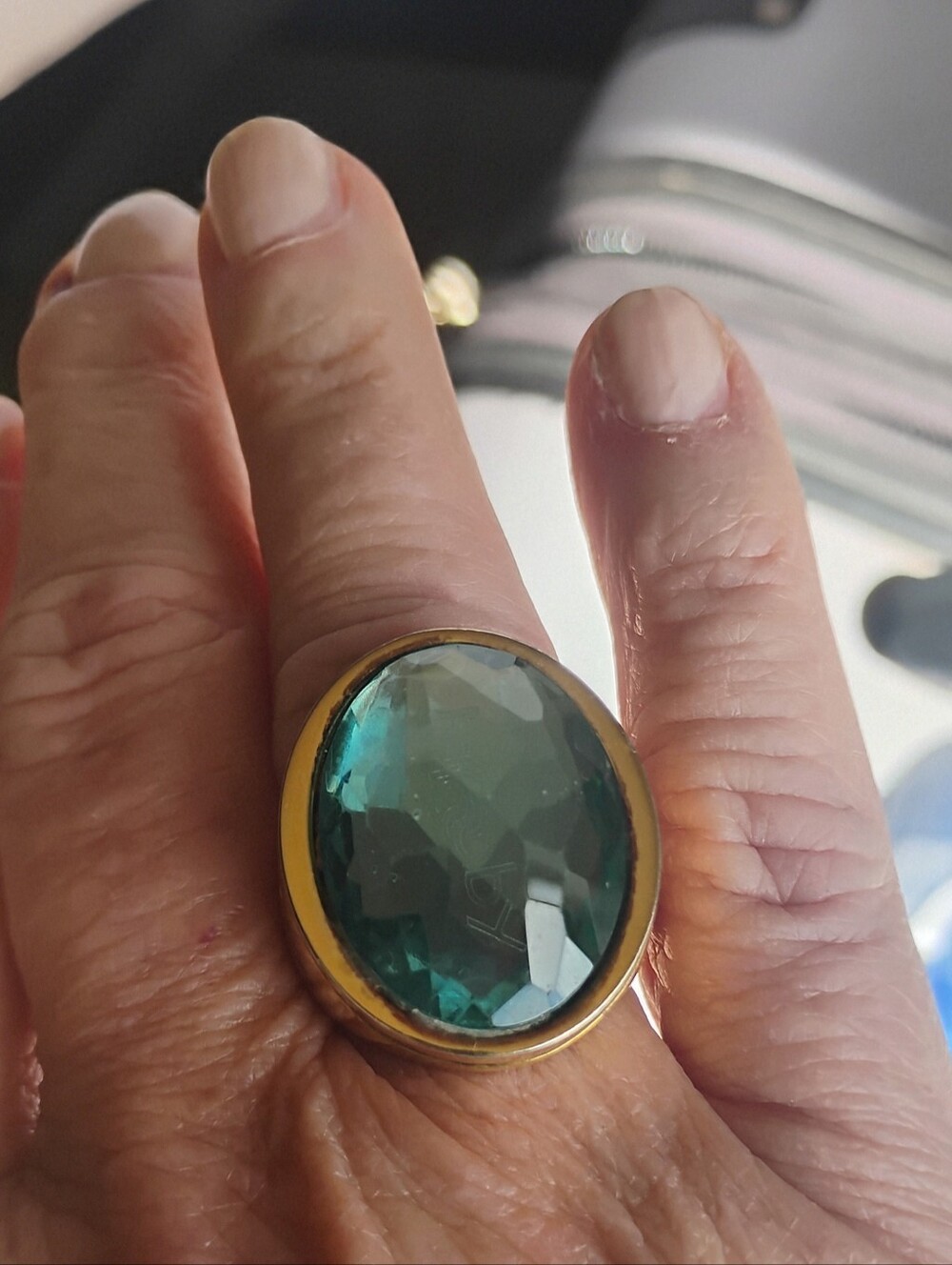 Italian Made Faux Aquamarine Ring (Size 8)